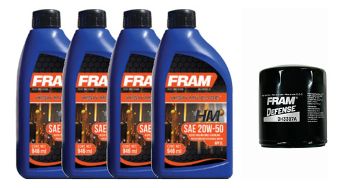 Kit Cambio Aceite Fram 20w50 Chevrolet Chevy Monza 1.6l 2003
