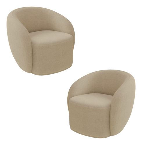 Kit 2 Poltronas Decorativas Íbis Bouclê Bege G33 - Gran