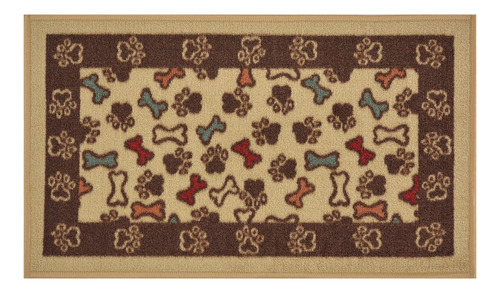 Pet Collection Huesos Y Patas Slip Mat Felpudo Beige Multico