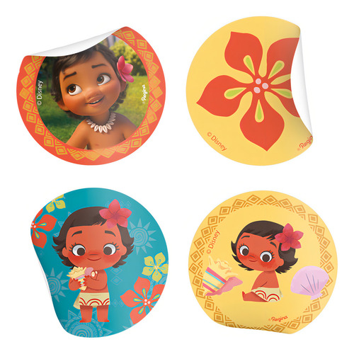 30 Adesivos Redondo Decoração Moana Baby Festa Aniversário