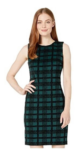 Tommy Hilfiger Vestido Talla 10 Color Verde Con Negro