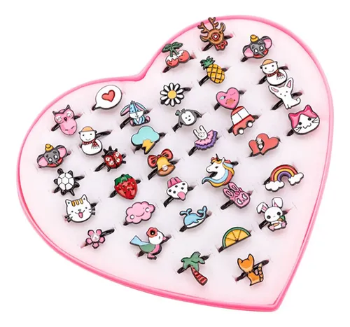 12 Anillos Para Niñas De Unicornio Y Princesa – Ajustables Con Caja De Corazón, Ideales Para Fiestas, Cumpleaños Y Juegos De Vestir, Regalos Para Peques