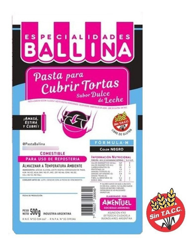 Pasta Para Cubrir Tortas Ballina Color 500gr Reposteria Color Azul