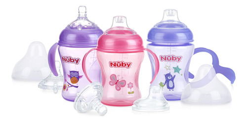 Nuby 3 Piezas Natural Touch 3 Etapas Cuello Ancho Pecho Tama