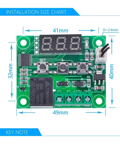 Imagen 6 de 7 de Termostato W120 Temperatura Interruptor Digital 12v+ Sensor