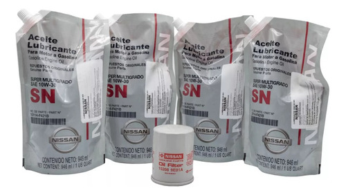 4lts Aceite 10w30 Y Filtro De Aceite Nissan Versa 2016