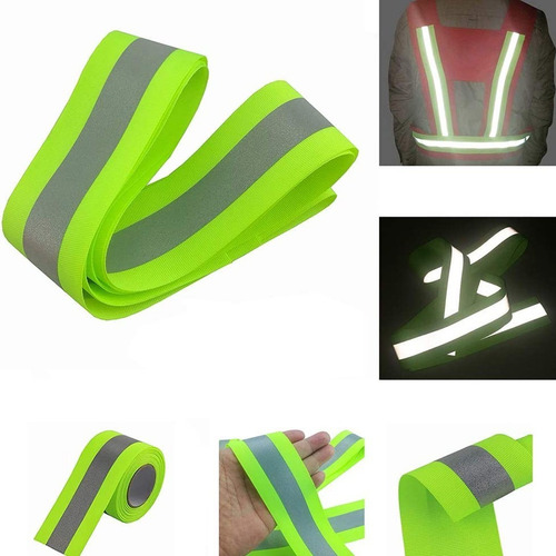 Imagen 10 de 10 de Cinta Reflectiva Textil Fluo Para Costura Vestimenta 10 Mts