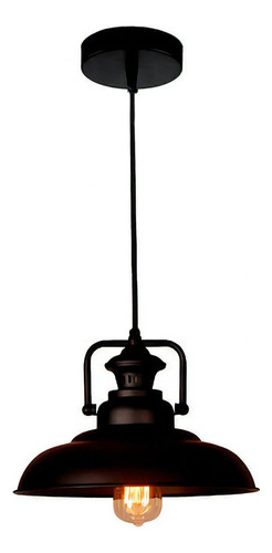 Pendente Luminaria Retro 32cm E2 Aluminio Design Industrial Cor Preto 110V 220V (Bivolt)