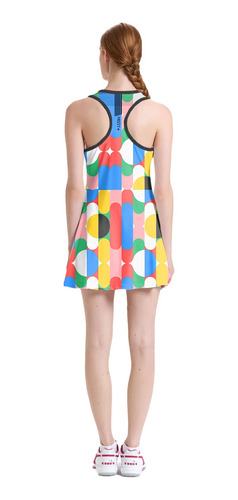 Imagem 4 de 6 de Vestido Beach Tennis C/ Shorts Colorido Vintage Beachwear