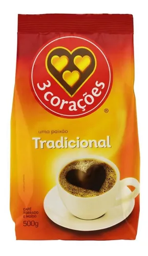 Café Torrado E Moído Tradicional 3 Corações Pacote 500g