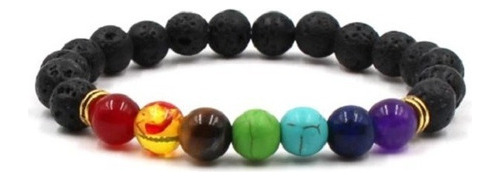 Pulsera Mística Piedra Volcánica 7 Chakras Varón Y Mujer