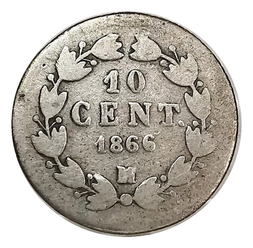 Moneda 10 Centavos Maximiliano Plata Original 1866 Mo