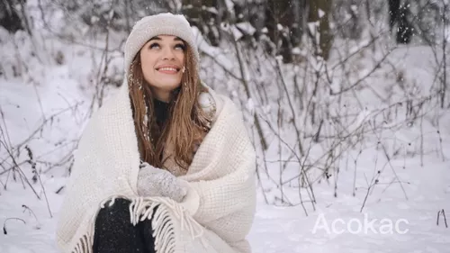 Gorro de punto de nieve para mujer, gorro de punto holgado para invierno,  cálido, bufanda de lana, gorro integrado, lindo y cálido