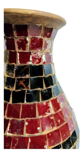 Jarron Rustico De Ceramica Y Venecitas Hecho A Mano 40 Cm