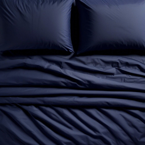 Capa De Edredom Avulsa Casal 400fios Micropercal Zíper Duvet Cor Azul-marinho