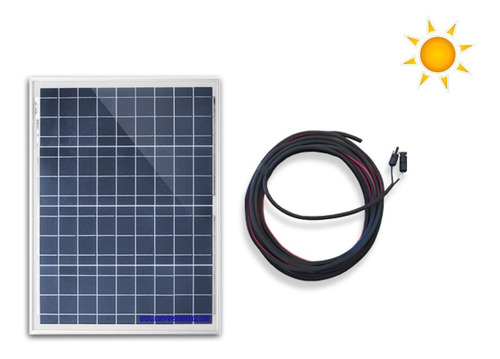 Imagen 1 de 2 de Panel Solar 50 W 12 V Con 10m De Cable Y Conectores Mc4