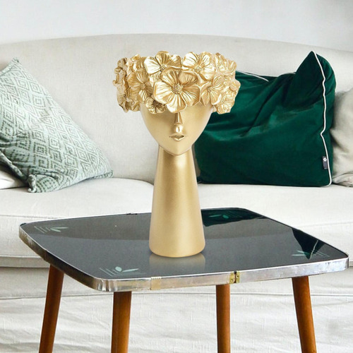 # Escultura De Resina Florero Estatua Macetas De Dorado