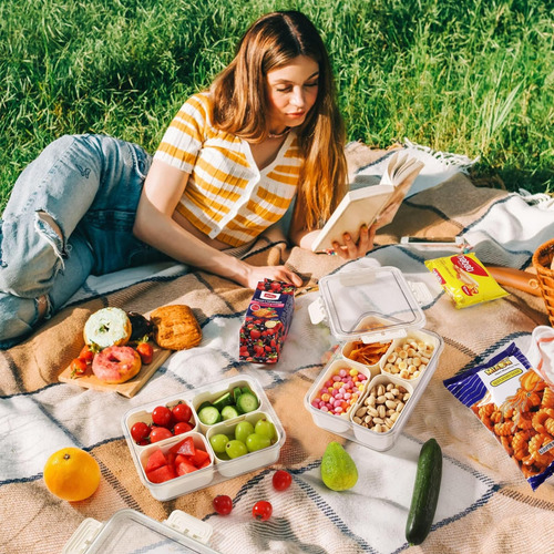 4 Contenedor De Caja Para Aperitivos, Bandeja De Servir