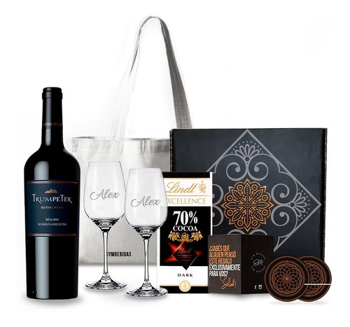 Box Trumpeter Malbec Copas Transparentes Chocolates Kit Set