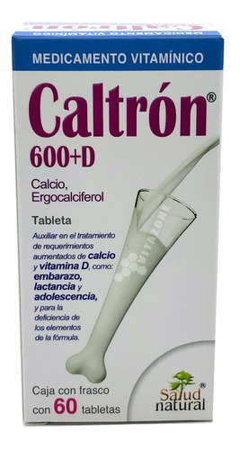 Caltrón 600 D Calcio Vitamina D 60 Tabletas Salud Natural