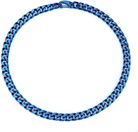 Biyongde Collar Azul Grueso Para Hombre Cadena De Acero Inox