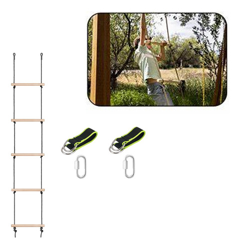 Escalera De Cuerda Para Columpio De Madera, 5 Secciones,