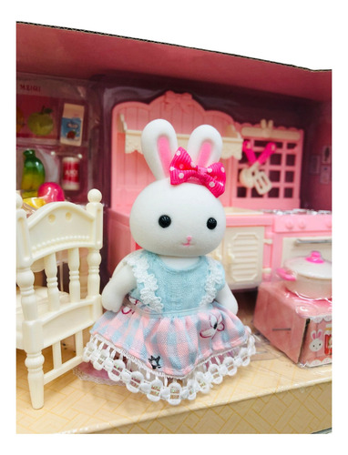 Playset Conejos Con Muebles De Hogar Y Accesorios
