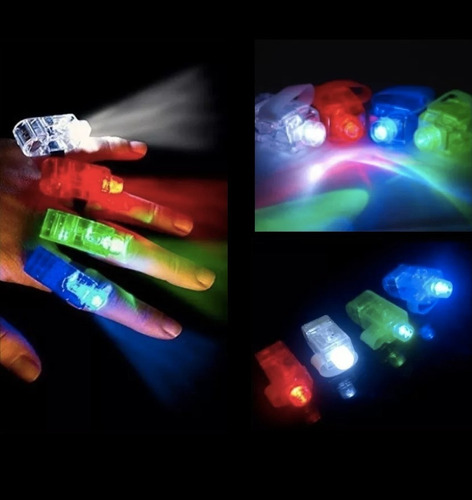 Imagen 1 de 10 de Anillos Laser Led Dedos Luminoso X 20 Unidades Cotillon