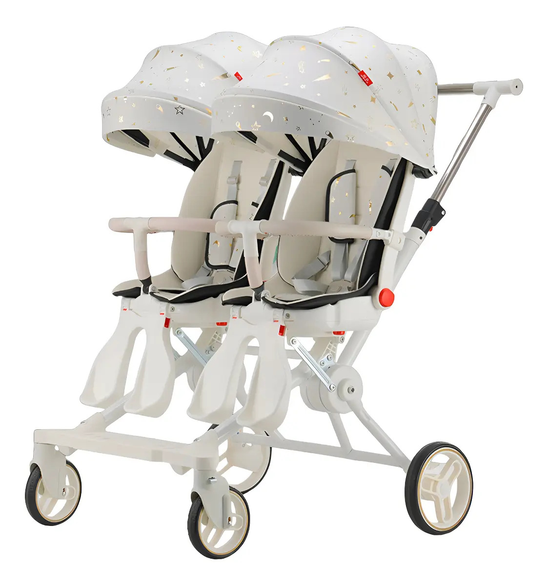 Coche Doble Con Mesita De Comer Reclinable Blanco Lubabycas
