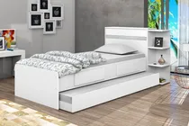 Comprar Kit 3x1 Quarto Solteiro C\u002F Cama Auxiliar Cabeceira Baú Jd Fg