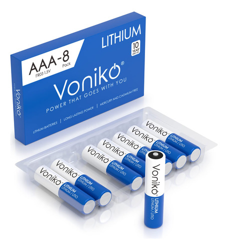 Voniko Pilas Aaa, Paquete De 8 Pilas Aaa De Litio De 1.5 V,