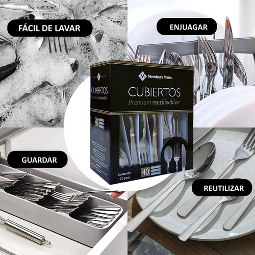 Member Marks 02 Color Plateado Caja Cubiertos Premium Desech