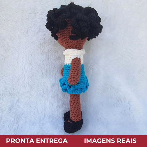 Boneca Negra Amigurumi 24,5cm Pronta Entrega E Frete Grátis