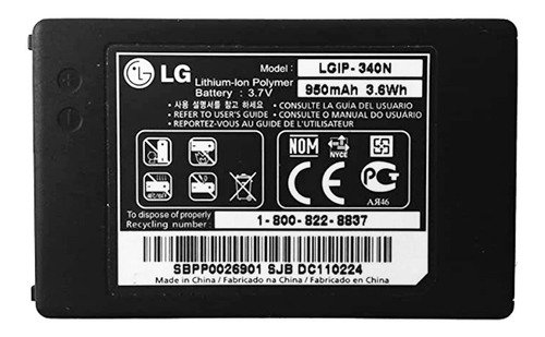 Bateria Pila LG Lgip-340n Gr500 Gt550 Kf900 Ux840 Ks500 340n