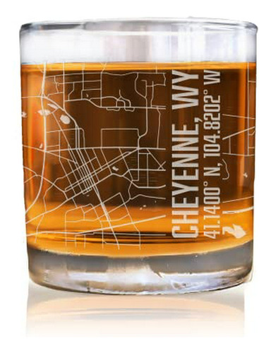 Vasos De Old Fashioneds, Cheyenne Wyoming City Map Whisky Gl