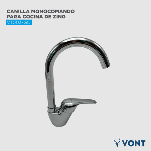 Griferia De Cocina Canilla Monocomando Baño Vont Vt003-gc Acabado Brillante Color Plateado