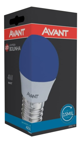 Lampada Bolinha Led 4w Luz Azul Soquete E27 Bivolt Avant