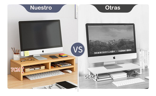 Base Elevador Monitor Soporte 2 Niveles Con Carga Usb Blanco