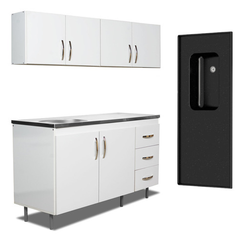 Combo Bajomesada Mesada Alacena Bacha 1,40m Mueble Cocina