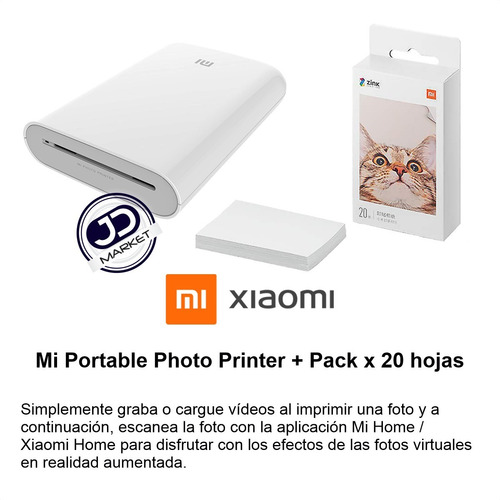 Impresora Xiaomi Mi Portable + 20 Hojas Papel Fotográfico