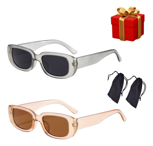 2 Piezas De Lentes De Sol Estilo Vintage Para Mujer + Fundas