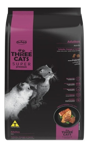 Three Cats Super Premium Adulto 3 Kg. Salmón, Pollo Y Carne