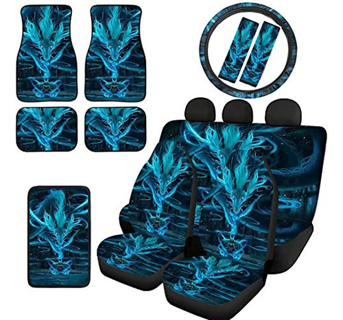 Deeprinter Dragon Bright Blue Car Front Seat Funda Moda Perr