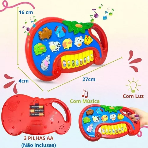 Teclado Infantil Musical Fazendinha Som Animais P/ Crianças