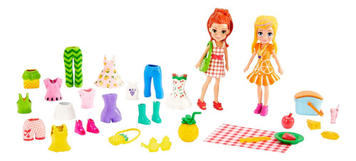 Polly Pocket Picnic Pretty Fashion Pack Con Muñecas Polly Li