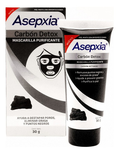 Asepxia Carbon Detox mascarilla para piel mixta peel off 30g