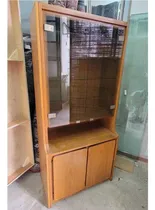 Comprar Vajillero Cristalero Alto 82x44x180 Puertas Cristal Estantes Marrón