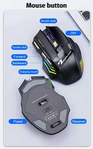 Mouse Gamer Sem Fio Recarregável Shinka SH-MO-G19 3200dpi