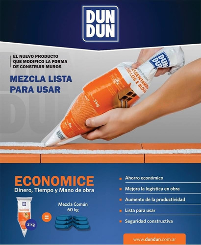 Mezcla Lista Para Pegar Ladrillos Dun Dun (no Lleva Agua)