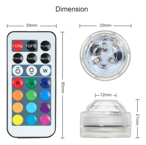 Mini Leds Rgb Sumergible Luz Colorido Lámpara Submarina